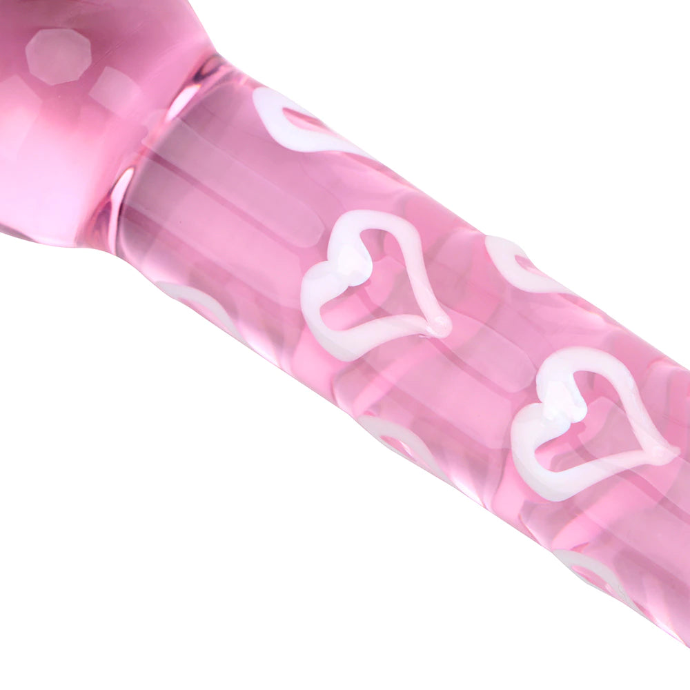 Dildo - Consolador | Doble Cabeza | Con Relieve / Texturas | Transparente + Rosado | Vidrio | 23cm / 3.5cm | CJS-CO-22