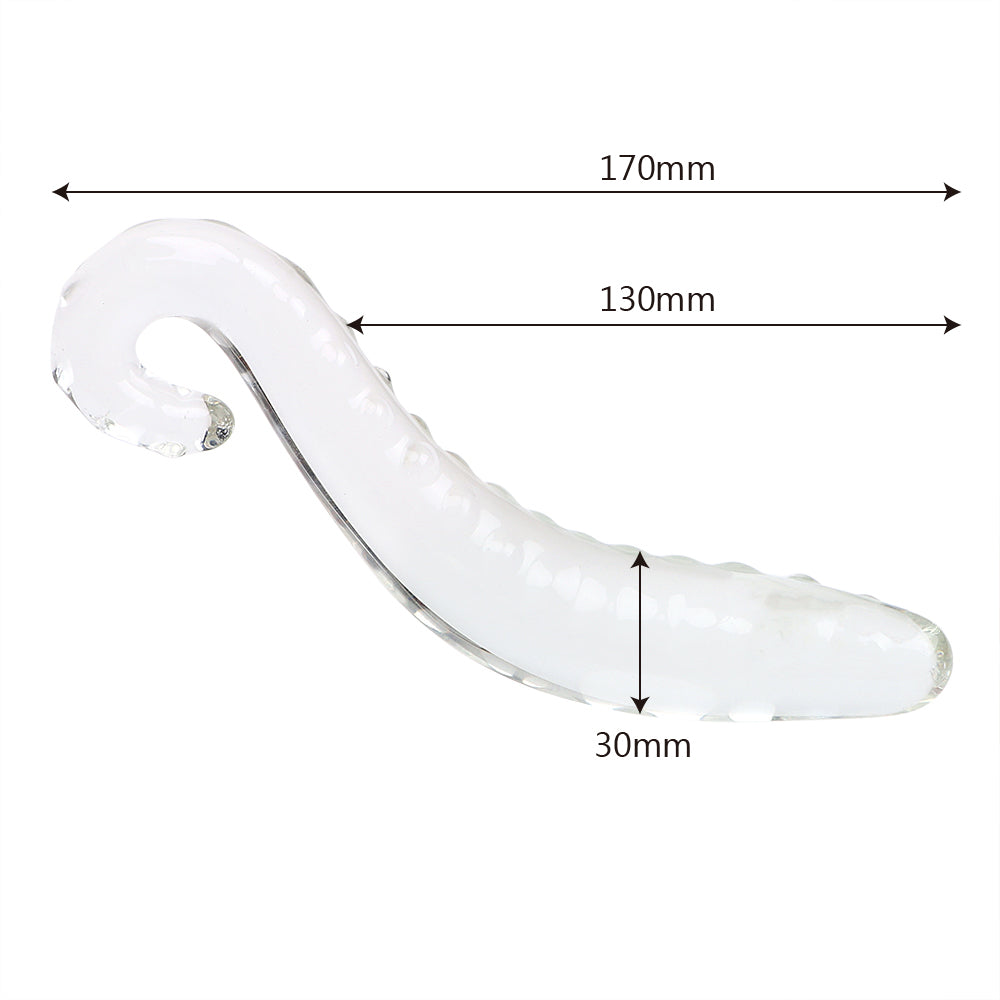 Dildo - Consolador | Curvo | Rosado / Transparente | Vidrio | 17cm / 3cm | CJS-CO-26