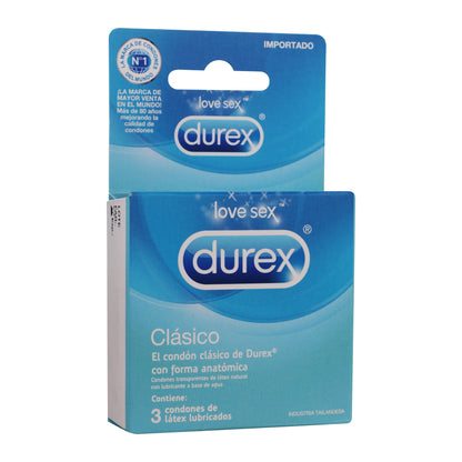 Condón / Preservativo Durex Clásico | 3 Pack | Lubricado | Látex Natural | CJS-CON-02