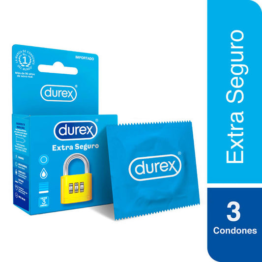 Condón / Preservativo Durex Extra Seguro | 3 Pack | Lubricado | Látex Natural | CJS-CON-04