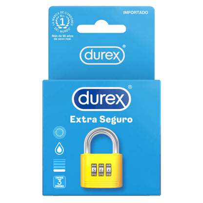 Condón / Preservativo Durex Extra Seguro | 3 Pack | Lubricado | Látex Natural | CJS-CON-04