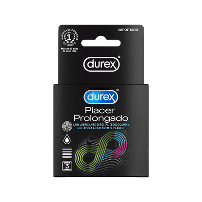 Condón / Preservativo Durex Placer Prolongado | 3 Pack | Lubricado | Látex Natural | CJS-CON-07