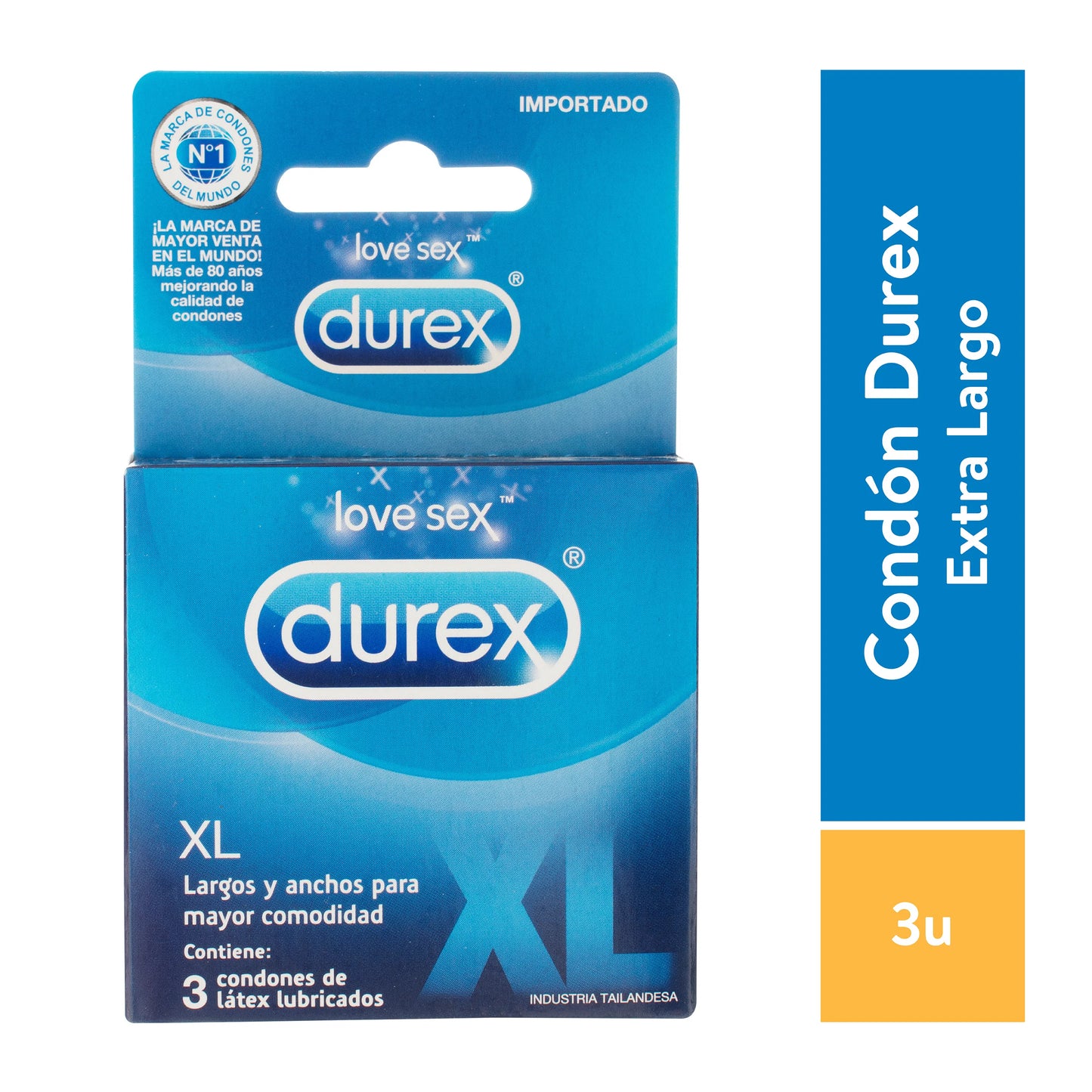 Condón / Preservativo Durex XL | 3 Pack | Lubricado | Látex Natural | CJS-CON-11