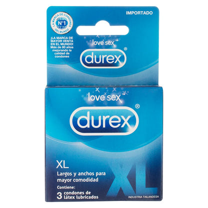 Condón / Preservativo Durex XL | 3 Pack | Lubricado | Látex Natural | CJS-CON-11