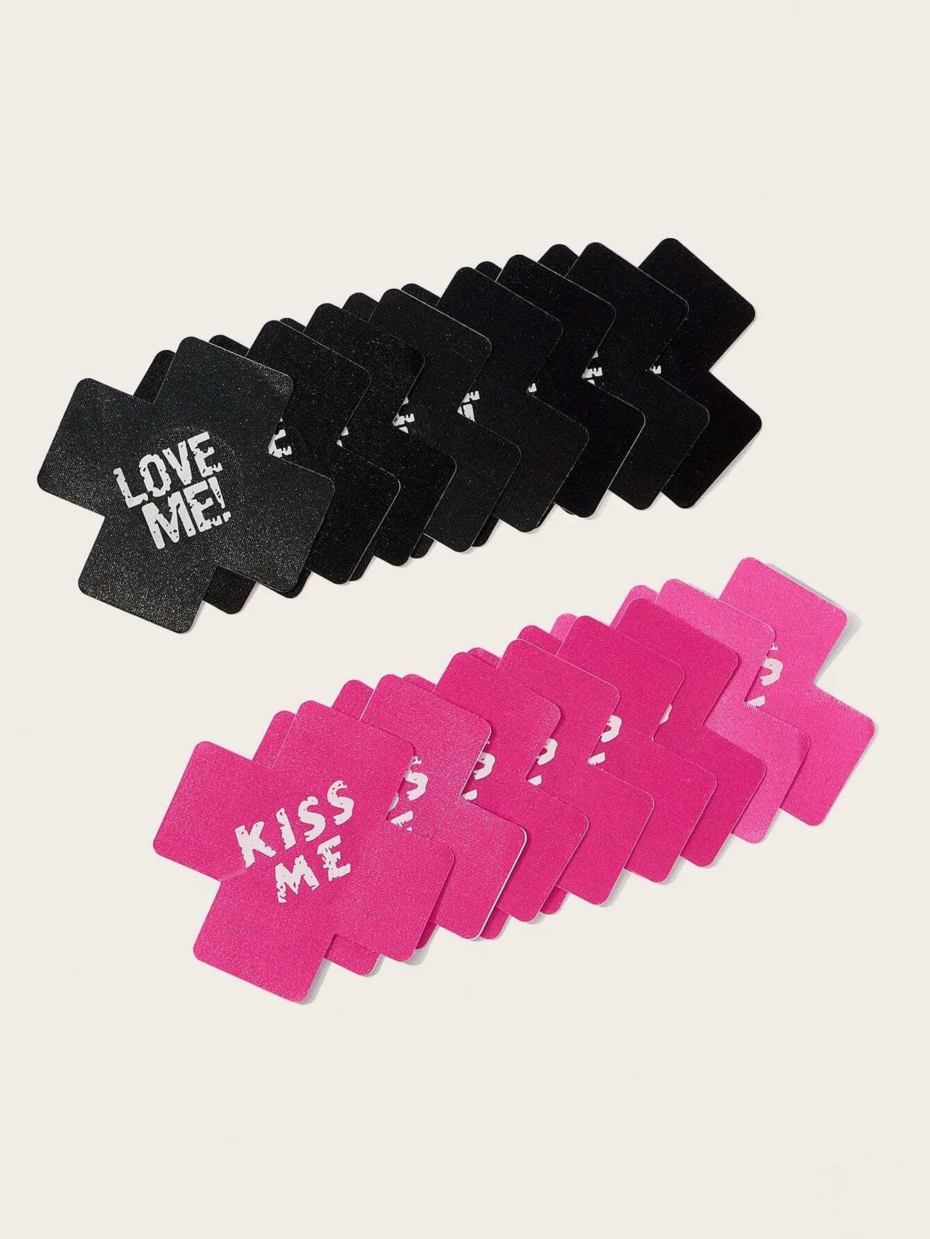 Parches para Pezones | Kiss Me / Lick Me / Love Me | Negro / Rosado / Blanco | CL-PE-03