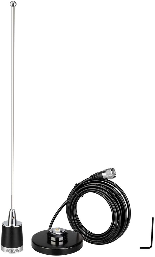 Antena Retevis MR200 + Soporte Magnético + Cable RG58  | UHF / VHF | 2.15 / 3.5dBi | PL259 | 51.5cm | CRC-AN-33