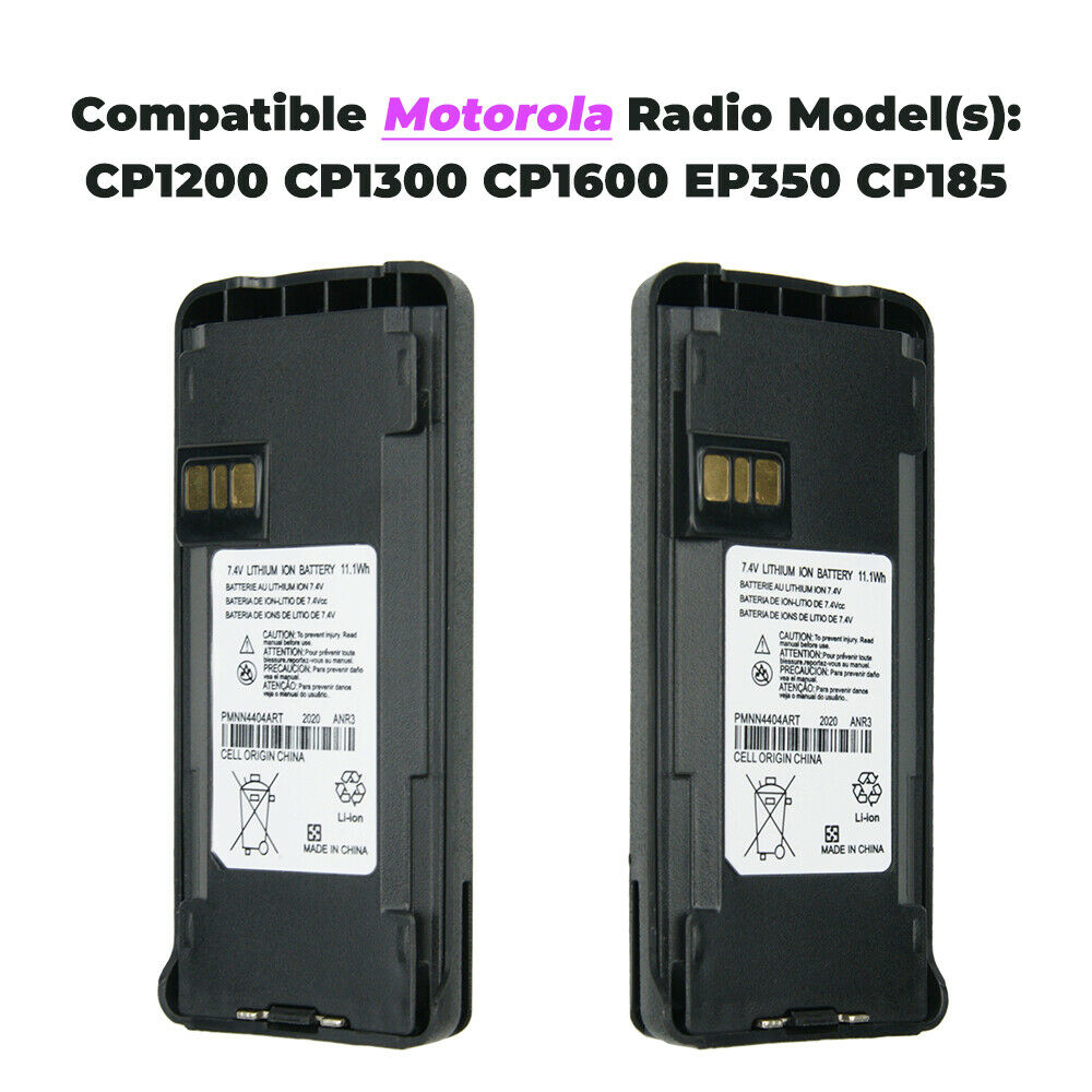 Batería PMNN4404(R*) + Prensa para Radios de Comunicación Motorola | EP350 | 7.4V / 1800mAh | CRC-BA-20