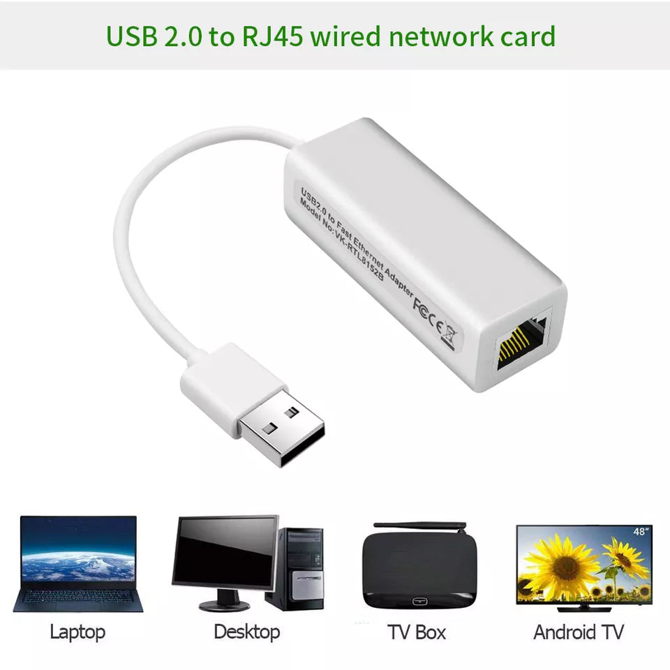 Adaptador de Red RJ45 -> USB 2.0 | 802.3u / 100Mbps | USB Tipo A / USB Tipo C | RTL8152B | CRE-ADA-03
