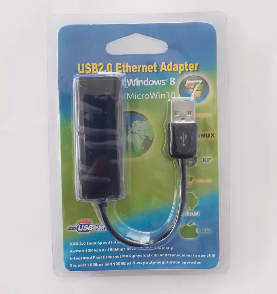 Adaptador de Red RJ45 -> USB 2.0 | 802.3u / 100Mbps | USB Tipo A / USB Tipo C | RTL8152B | CRE-ADA-03