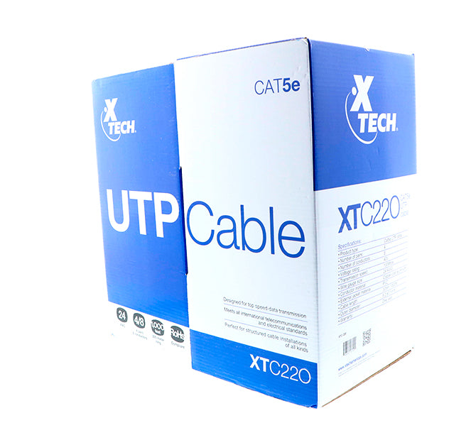 Cable UTP Cat5e | Xtech XTC-220 | Bobina / 305m | Gris | CRE-UTP-09
