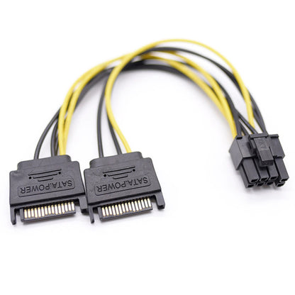 Adaptador de Alimentación para Tarjetas de Video | SATA (x2) -> PCI Express de 6+2 Pines | CTE-ADA-07