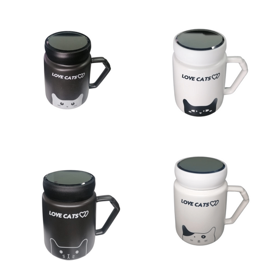 Taza Térmica | Gato | 4 Estilos | Negro-Blanco | CZG-TA-34