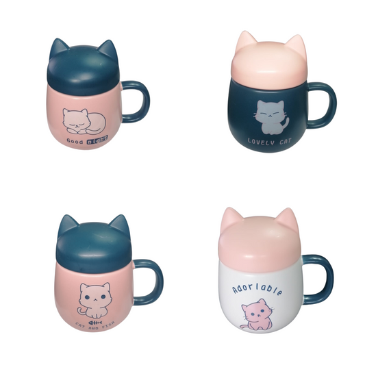 Taza Térmica | Gato | 4 Estilos | Rosado-Verde | CZG-TA-35